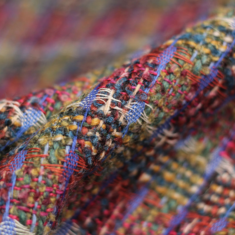 Red/Green Lattice Wool Yarn-Dy - Sewing Tweed ulasan dan harga
