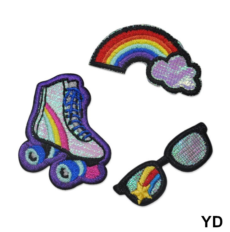 10 Pcs Rainbow Embroidered Pat - Sewing Id ulasan dan harga