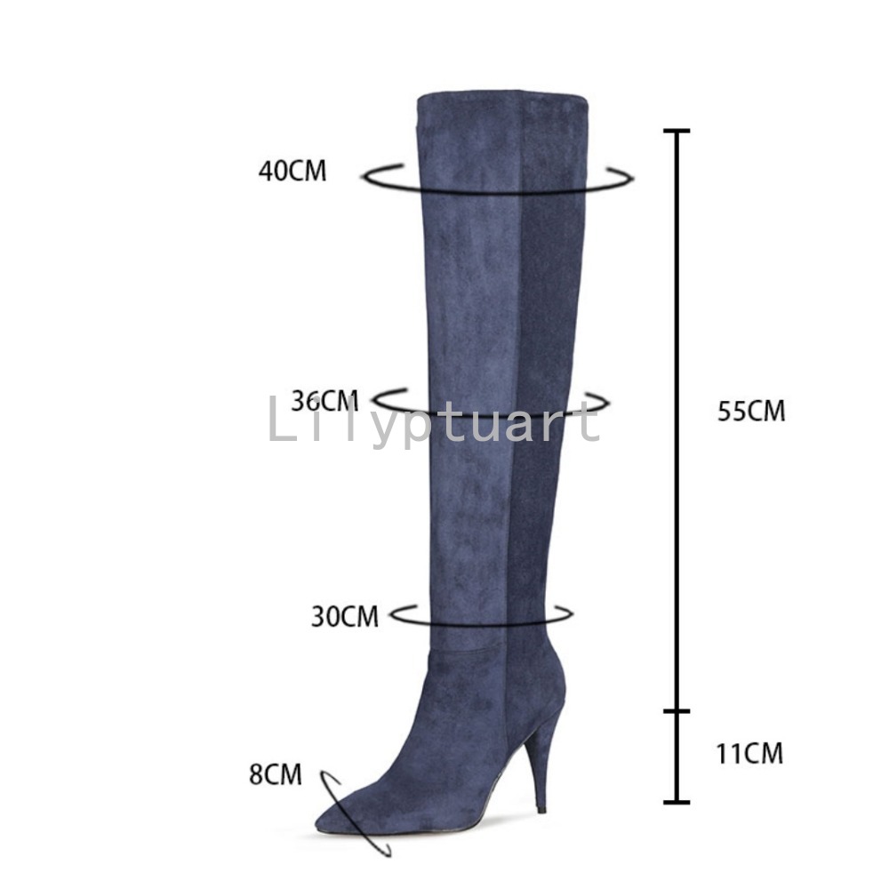Women's Blue Suede Slouchy Kne - Sewing Fleece ulasan dan harga