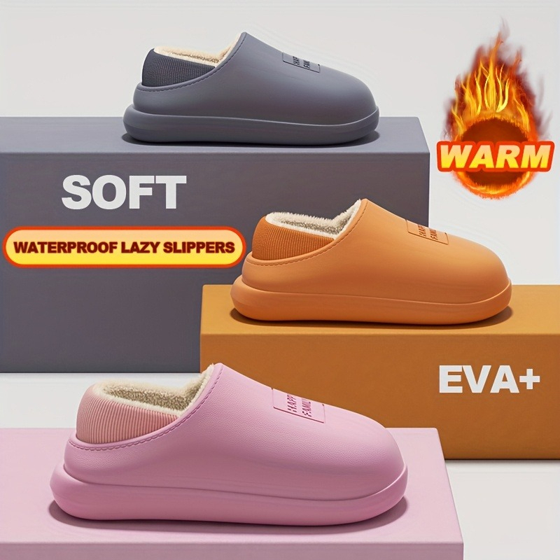 Winter EVA Warm Slippers Men W - Sewing Fleece ulasan dan harga