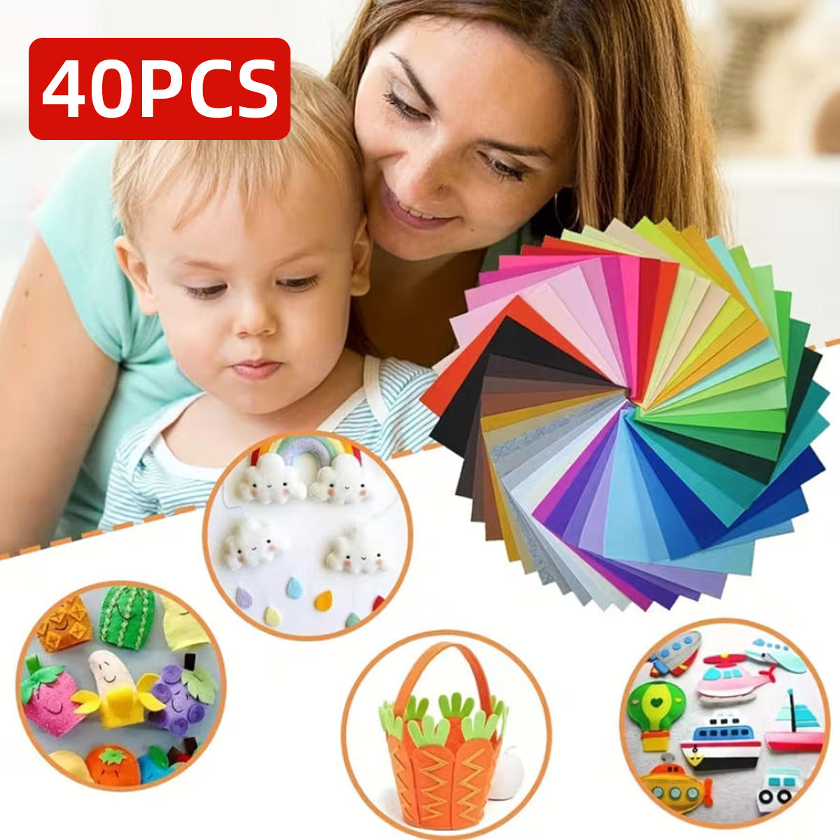 40PCS Felt Cloth Colored Felt  - Fabric Softener Sheet ulasan dan harga