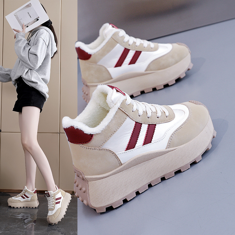 Winter Thick-Soled High-Top Wo - Sewing Fleece ulasan dan harga