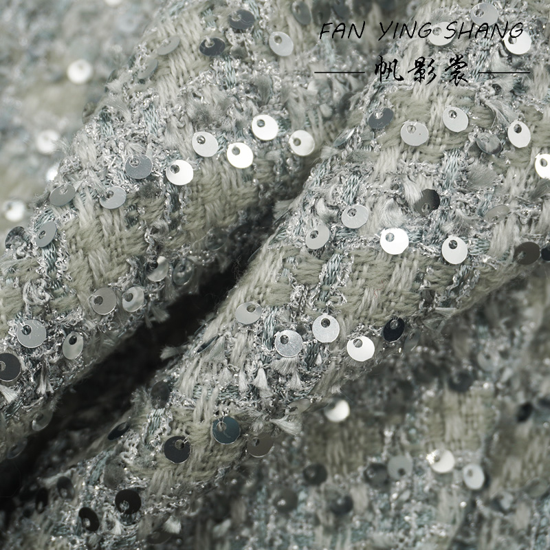 Silver Gray Glitter Sequins Tw - Sewing Tweed ulasan dan harga
