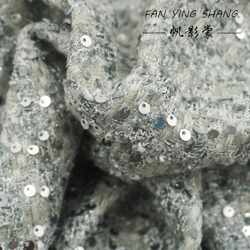Silver Gray Glitter Sequins Tw - Sewing Tweed ulasan dan harga