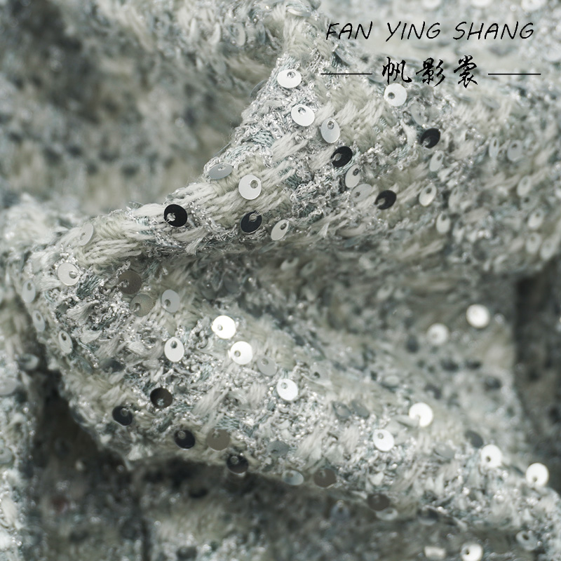Silver Gray Glitter Sequins Tw - Sewing Tweed ulasan dan harga