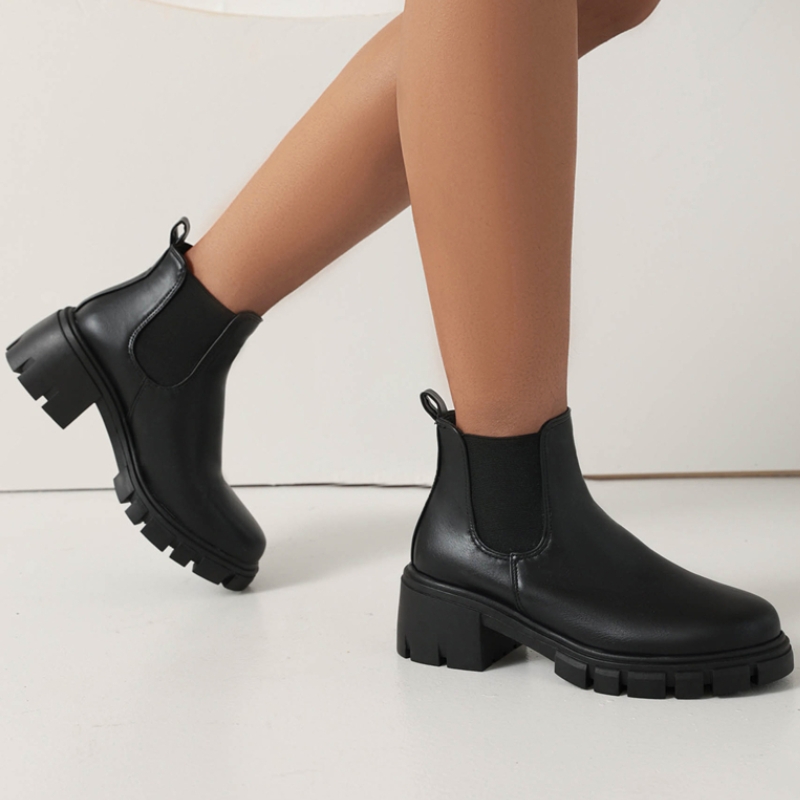 Black Women's Ankle Boots Autu - Sewing Fleece ulasan dan harga