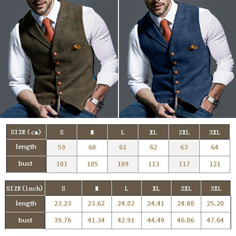 Fashion Men's Vests Lapel Twee - Sewing Tweed ulasan dan harga