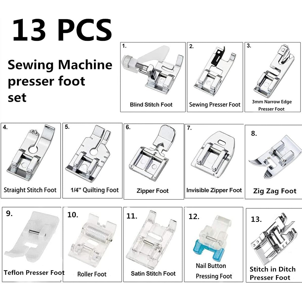 13 PCS/Box Presser Foot Set Ro - Zipper Foot Presser ulasan dan harga