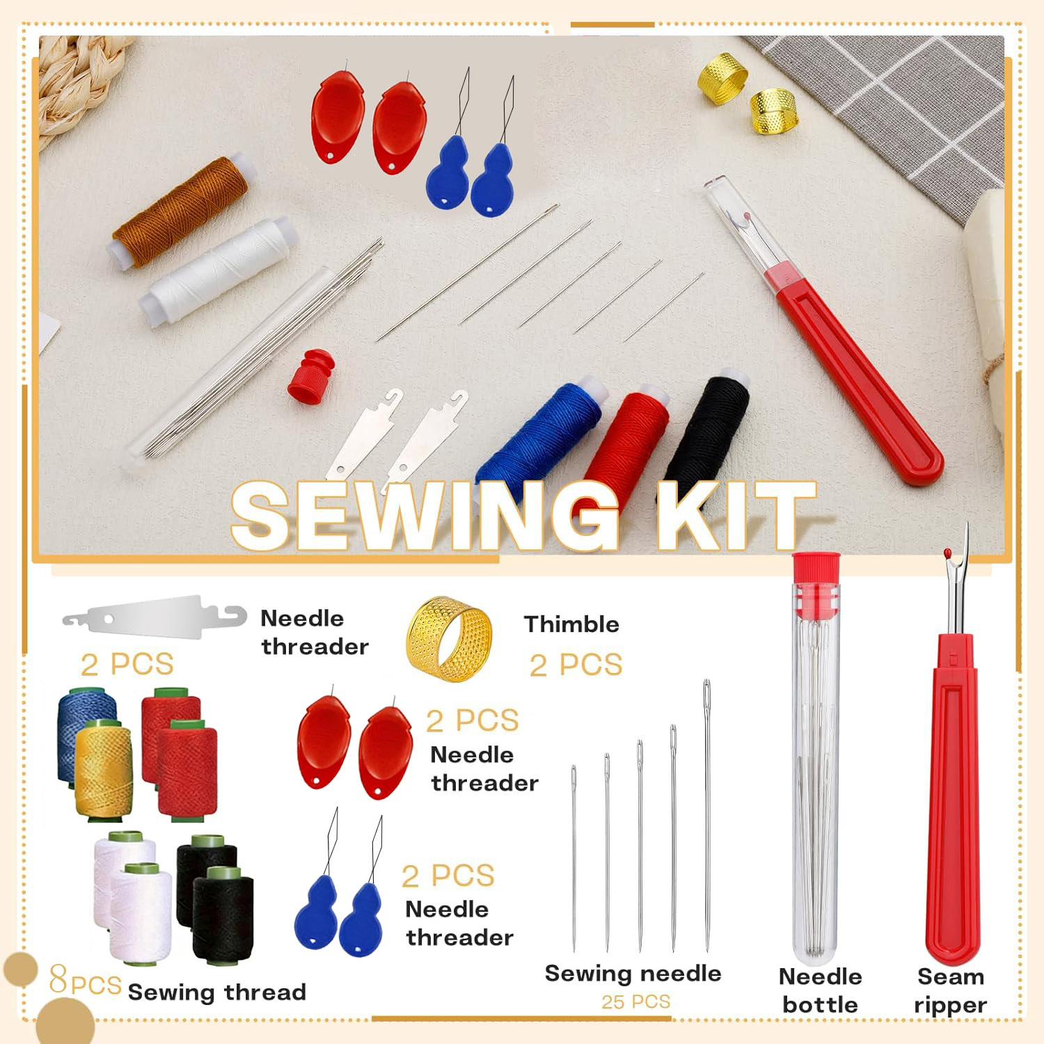 43pcs Big Eye Sewing Needle Ki - Sewing Garments ulasan dan harga
