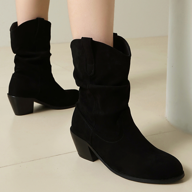 Pleated Ankle Boots for Women  - Sewing Fleece ulasan dan harga