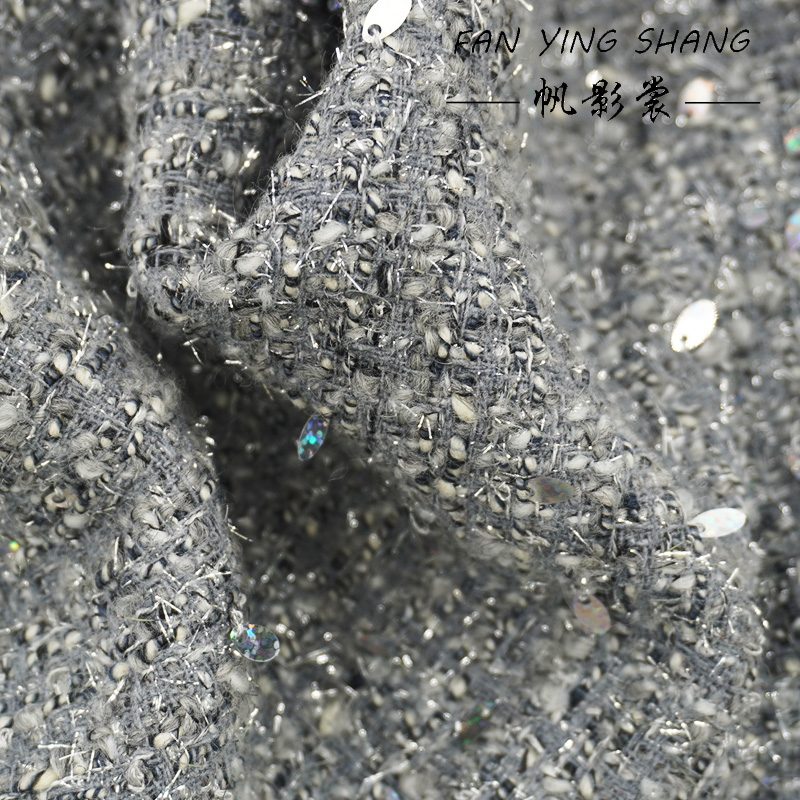 2025 Fashion Gray Sequins Wool - Sewing Tweed ulasan dan harga