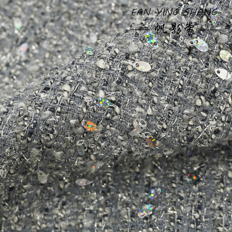 2025 Fashion Gray Sequins Wool - Sewing Tweed ulasan dan harga